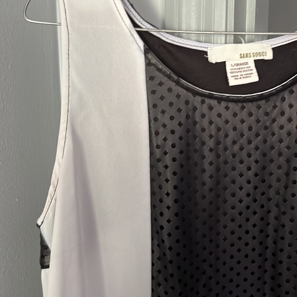 SANS SOUCI Large Sleeveless White Black Top Polyester Dressy Office Casual - Picture 9 of 9